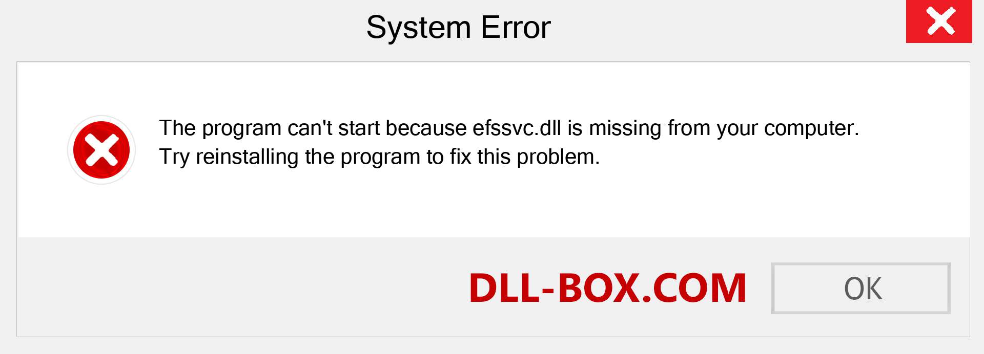  efssvc.dll file is missing?. Download for Windows 7, 8, 10 - Fix  efssvc dll Missing Error on Windows, photos, images